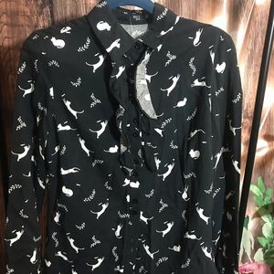 Max Jeans Black Cat Blouse size XS